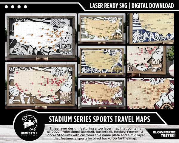 The Stadium Sports Maps - Stadium Trackers - SVG File Download - Sized for Glowforge
