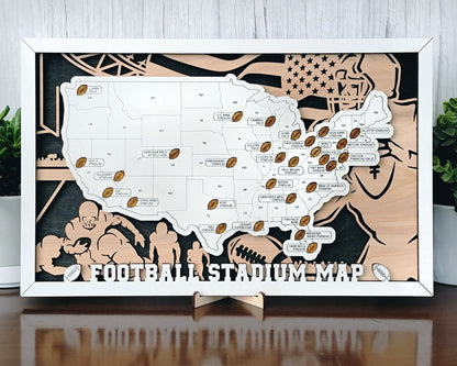 The Stadium Series Football Map - Stadium Tracker - SVG File Download - Sized for Glowforge