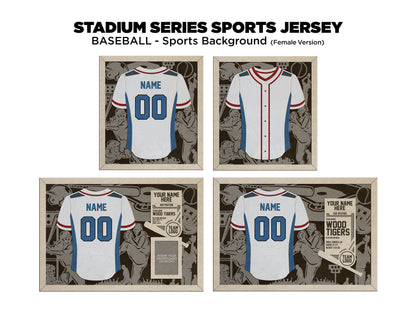 Stadium Series Jerseys - Baseball - 3 Variations - Male, Female & Alternate Backgrounds - SVG File Download - Sized for Glowforge