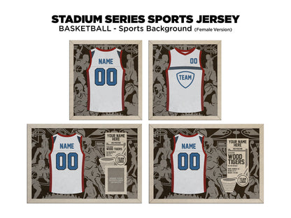 Stadium Series Jerseys - Basketball - 3 Variations - Male, Female & Alternate Backgrounds - SVG File Download - Sized for Glowforge