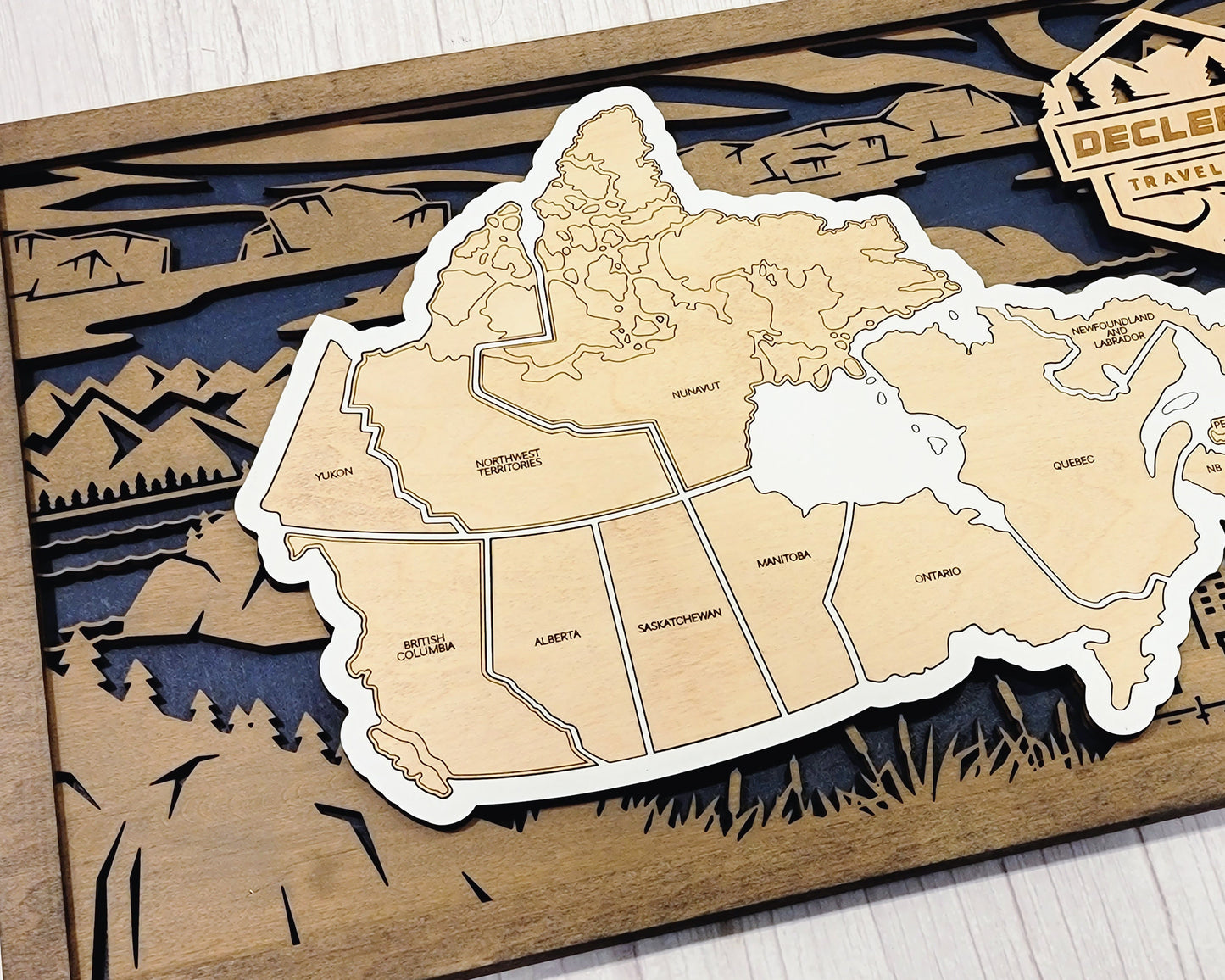 The Homestyle Canadian Travel Map -  3 Backgrounds & 12 Customizable Name Plates - SVG File Download - Sized for Glowforge