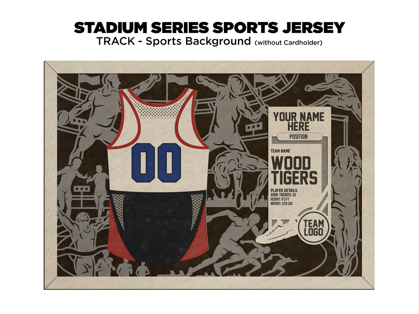 Stadium Series Jerseys - Track and Field - 3 Variations - Male, Female & Alternate Backgrounds - SVG File Download - Sized for Glowforge
