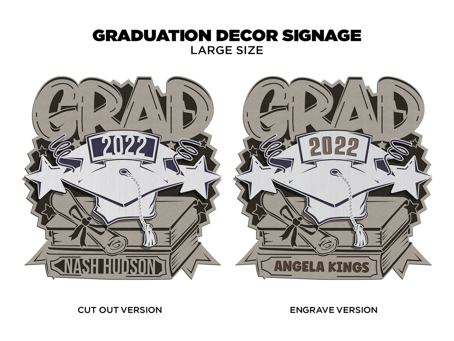 Graduation Decor Signage - Regular and Oversized Version included for Smaller Lasers - SVG File Download - Sized & Tested in Glowforge