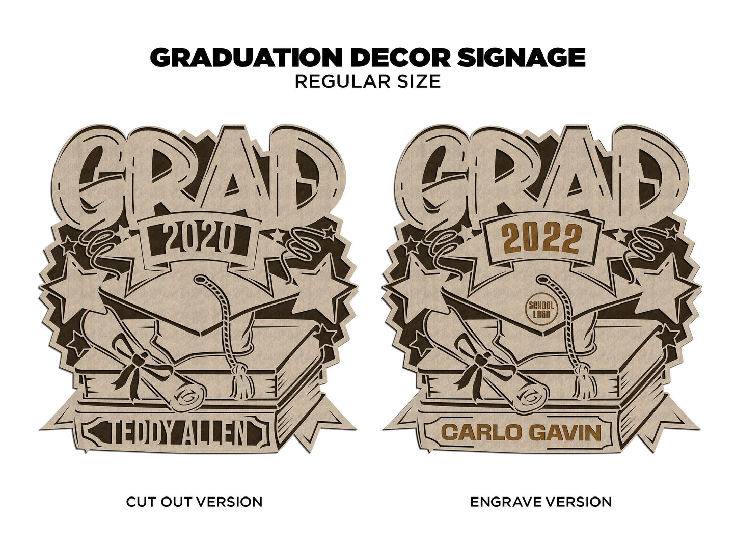 Graduation Decor Signage - Regular and Oversized Version included for Smaller Lasers - SVG File Download - Sized & Tested in Glowforge