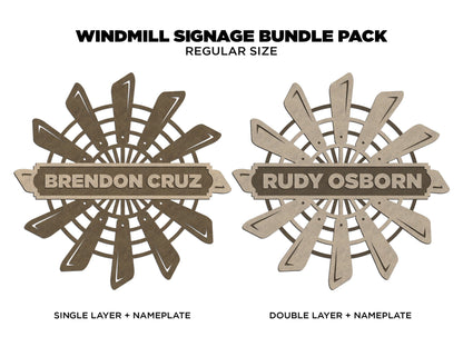 Homestyle Windmill Signage Set - Regular, Oversize, stand version and nameplates included - SVG File Download - Sized & Tested in Glowforge