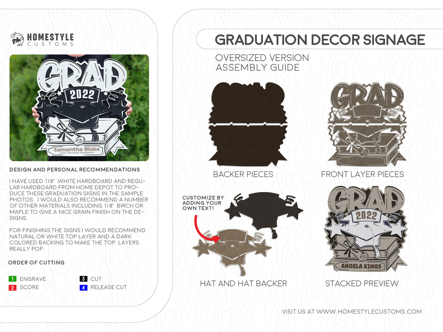 Graduation Decor Signage - Regular and Oversized Version included for Smaller Lasers - SVG File Download - Sized & Tested in Glowforge