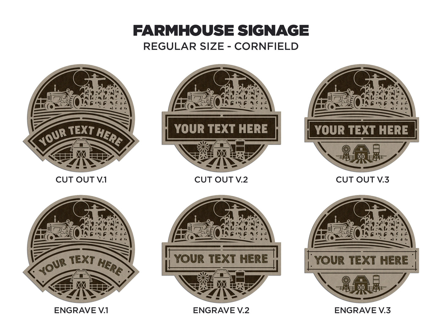 Farmhouse Signage Set - 5 Regular and Oversize Versions Included - SVG File Download - Sized & Tested in Glowforge