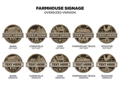 Farmhouse Signage Set - 5 Regular and Oversize Versions Included - SVG File Download - Sized & Tested in Glowforge