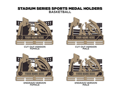 Stadium Series Medal Holders - Basketball - Male and Female Versions Included - SVG Files - Sized for Glowforge