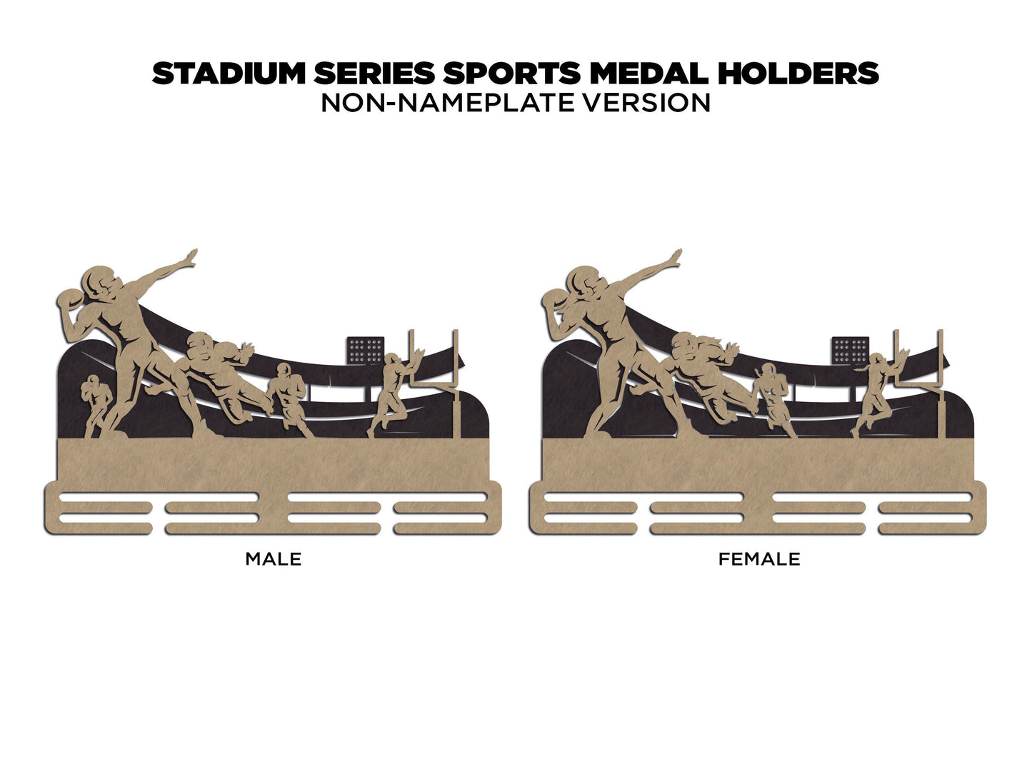 Stadium Series Medal Holders - Football - Male and Female Versions Included - SVG Files - Sized for Glowforge