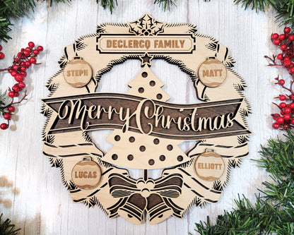 The Homestyle Christmas Wreath - Regular and Oversize versions included - SVG File Download - Sized & Tested in Glowforge