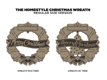The Homestyle Christmas Wreath - Regular and Oversize versions included - SVG File Download - Sized & Tested in Glowforge