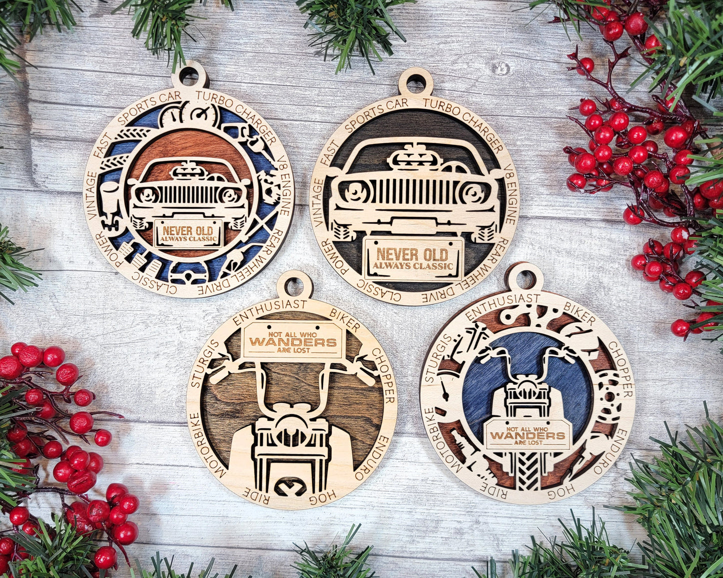 Jolly Good Time Ornaments - 26 Unique designs - SVG, PDF, AI File Download - Sized for Glowforge