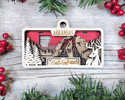 Arkansas State Plate Ornament and Signage - SVG File Download - Sized for Glowforge - Laser Ready Digital Files