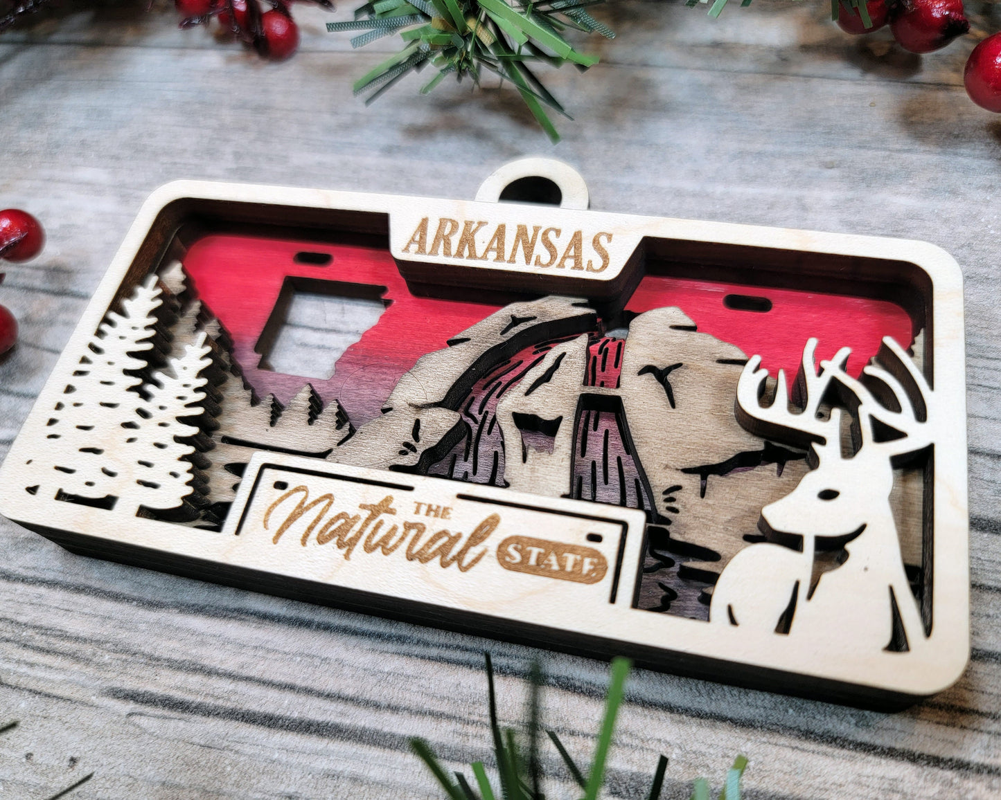 Arkansas State Plate Ornament and Signage - SVG File Download - Sized for Glowforge - Laser Ready Digital Files