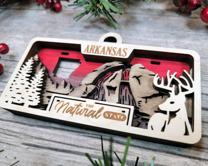 Arkansas State Plate Ornament and Signage - SVG File Download - Sized for Glowforge - Laser Ready Digital Files