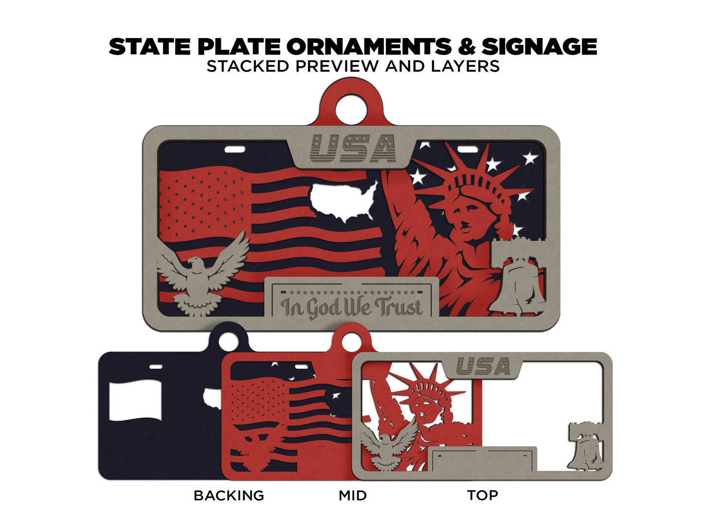 Tennessee State Plate Ornament and Signage - SVG File Download - Sized for Glowforge - Laser Ready Digital Files