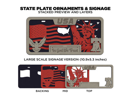 Massachusetts State Plate Ornament and Signage - SVG File Download - Sized for Glowforge - Laser Ready Digital Files