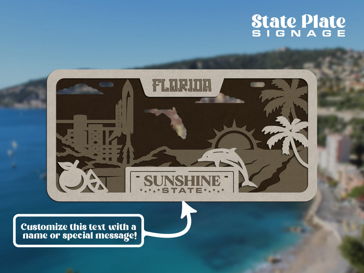 Florida State Plate Ornament and Signage - SVG File Download - Sized for Glowforge - Laser Ready Digital Files
