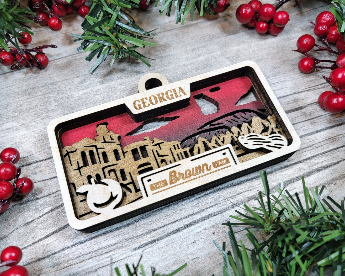 Georgia State Plate Ornament and Signage - SVG File Download - Sized for Glowforge - Laser Ready Digital Files