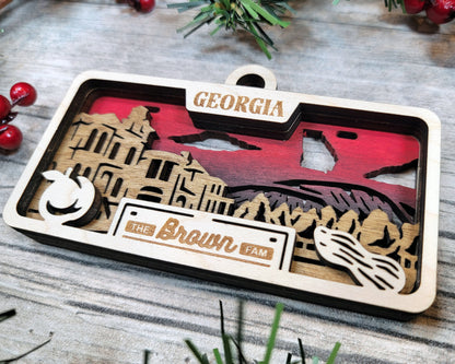 Georgia State Plate Ornament and Signage - SVG File Download - Sized for Glowforge - Laser Ready Digital Files