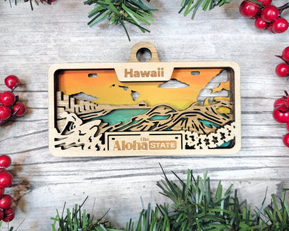 Hawaii State Plate Ornament and Signage - SVG File Download - Sized for Glowforge - Laser Ready Digital Files