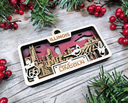 Illinois State Plate Ornament and Signage - SVG File Download - Sized for Glowforge - Laser Ready Digital Files
