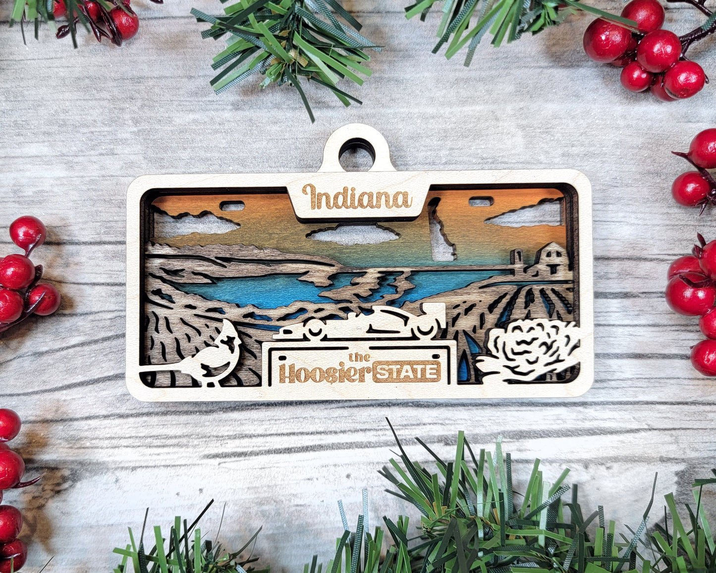 Indiana State Plate Ornament and Signage - SVG File Download - Sized for Glowforge - Laser Ready Digital Files