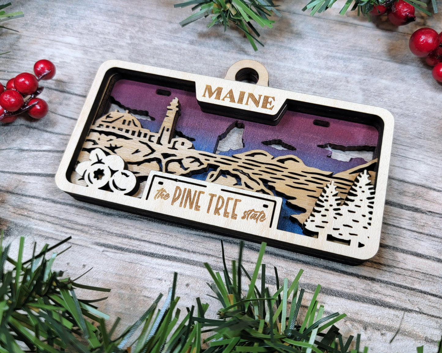 Maine State Plate Ornament and Signage - SVG File Download - Sized for Glowforge - Laser Ready Digital Files