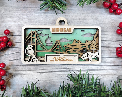 Michigan State Plate Ornament and Signage - SVG File Download - Sized for Glowforge - Laser Ready Digital Files