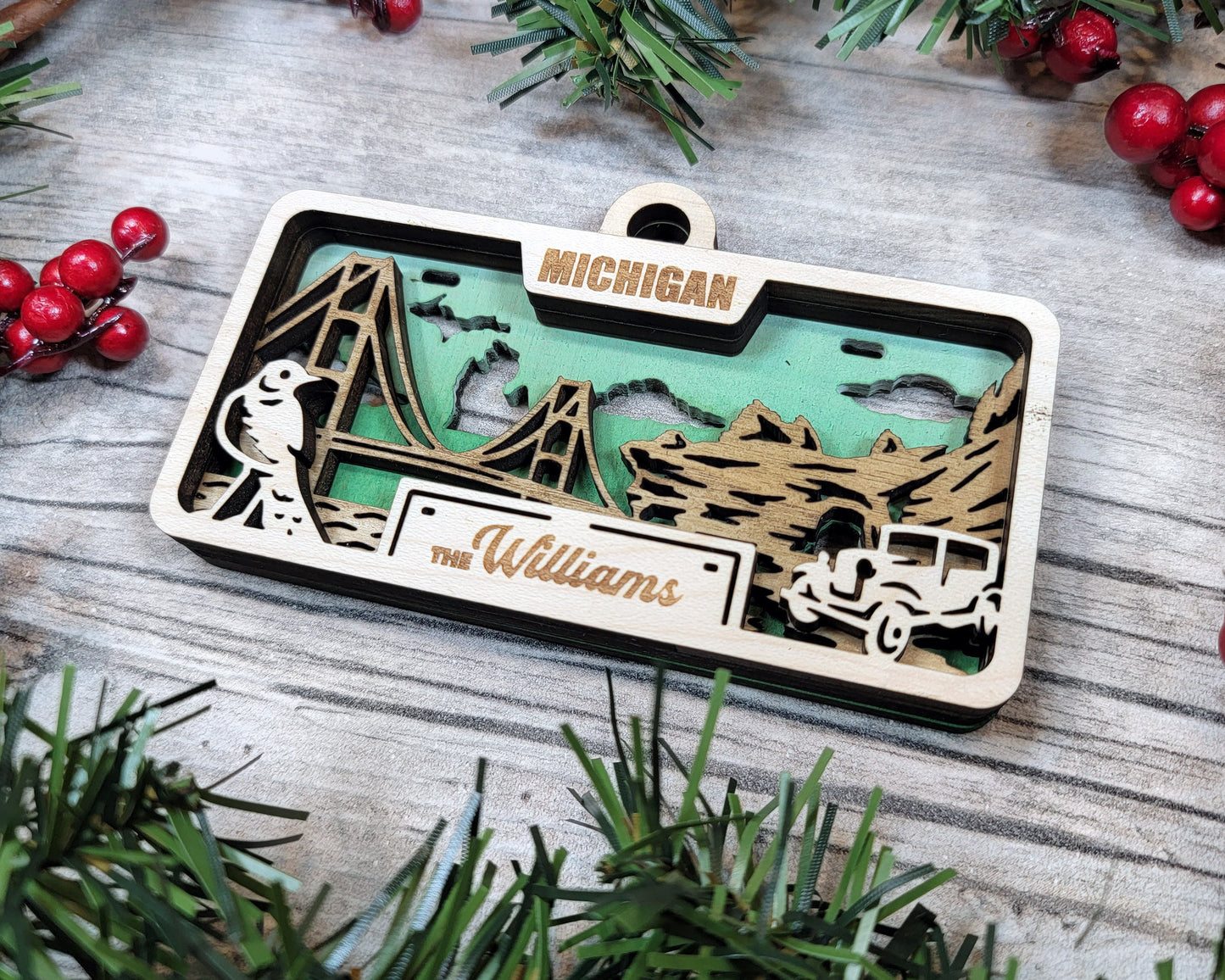 Michigan State Plate Ornament and Signage - SVG File Download - Sized for Glowforge - Laser Ready Digital Files