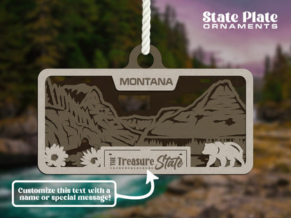 Montana State Plate Ornament and Signage - SVG File Download - Sized for Glowforge - Laser Ready Digital Files