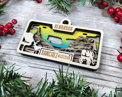 Nebraska State Plate Ornament and Signage - SVG File Download - Sized for Glowforge - Laser Ready Digital Files