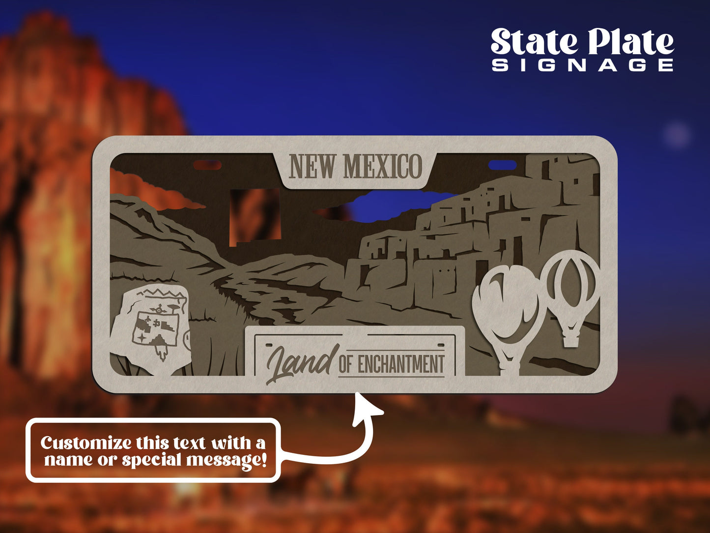 New Mexico State Plate Ornament and Signage - SVG File Download - Sized for Glowforge - Laser Ready Digital Files