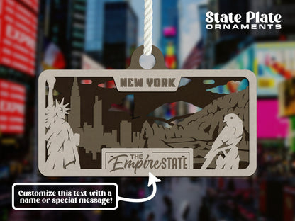 New York State Plate Ornament and Signage - SVG File Download - Sized for Glowforge - Laser Ready Digital Files