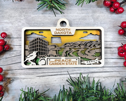 North Dakota State Plate Ornament and Signage - SVG File Download - Sized for Glowforge - Laser Ready Digital Files