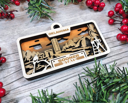 Oklahoma State Plate Ornament and Signage - SVG File Download - Sized for Glowforge - Laser Ready Digital Files