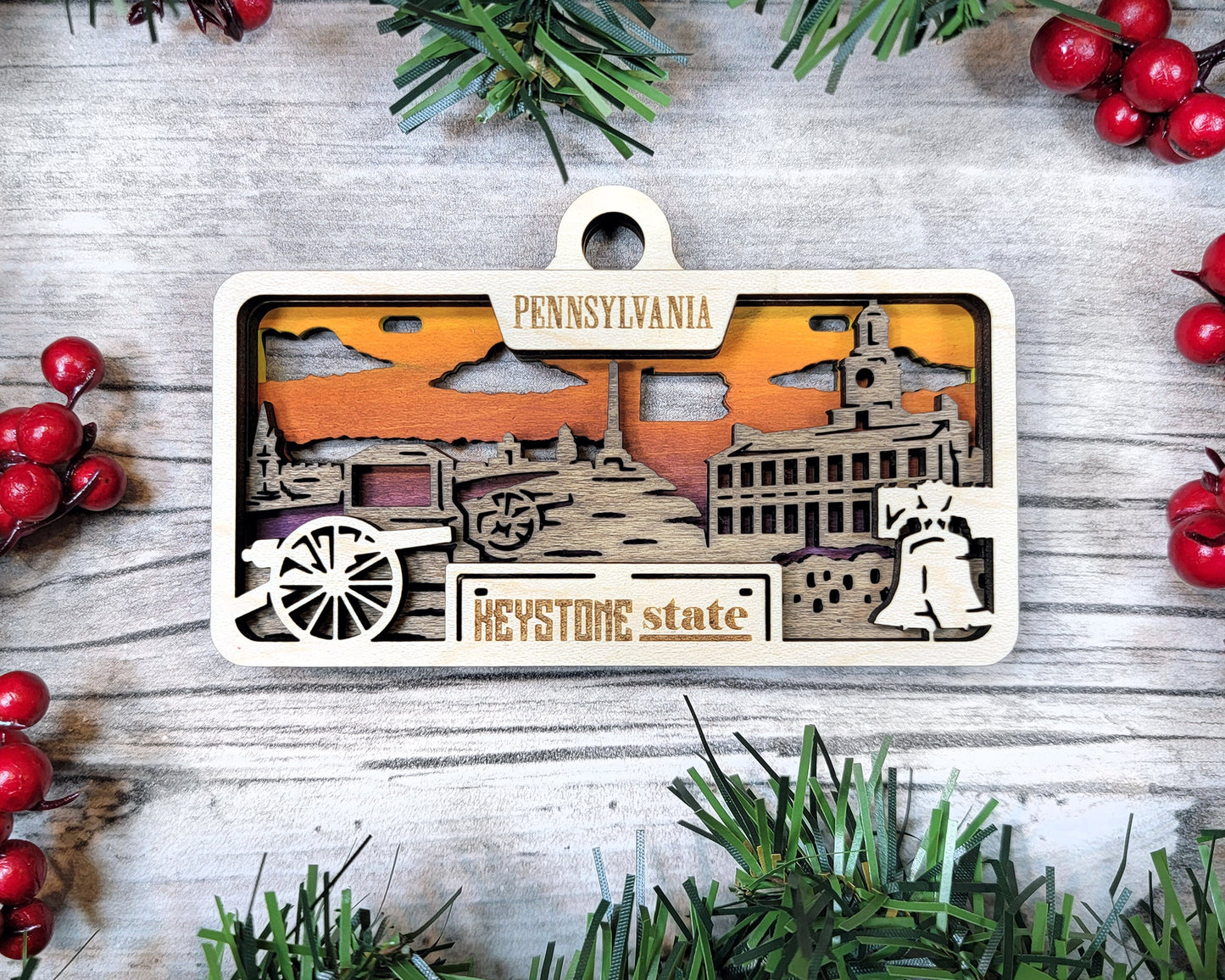 Pennsylvania State Plate Ornament and Signage - SVG File Download - Sized for Glowforge - Laser Ready Digital Files