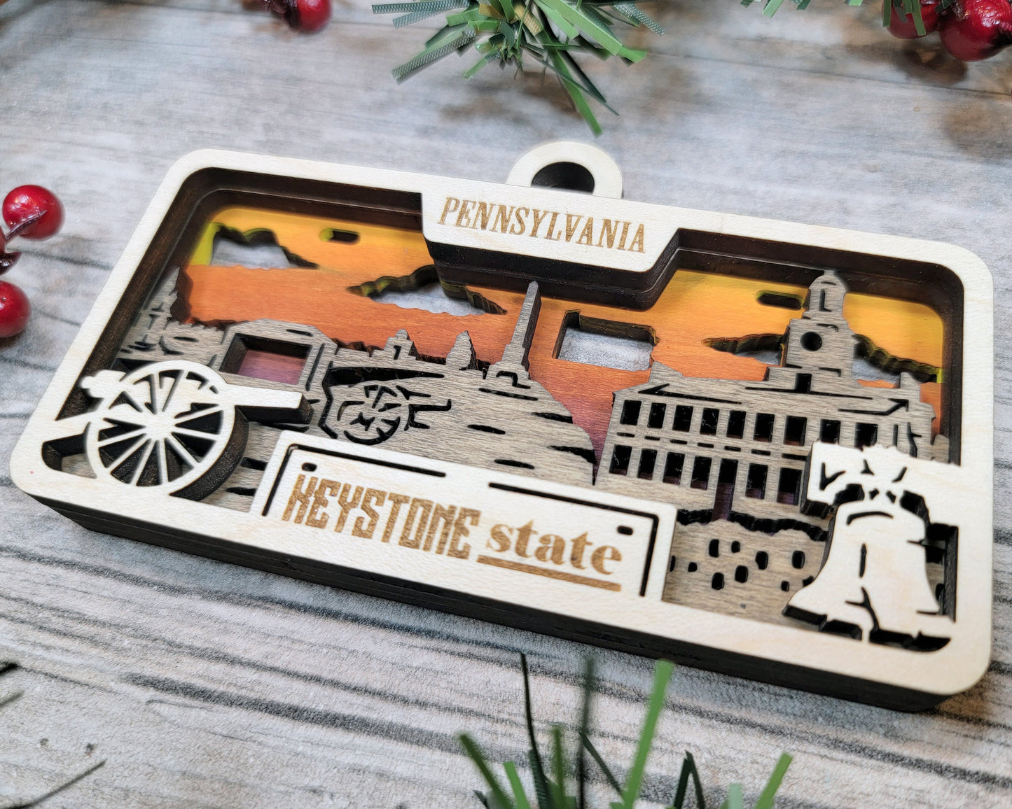 Pennsylvania State Plate Ornament and Signage - SVG File Download - Sized for Glowforge - Laser Ready Digital Files