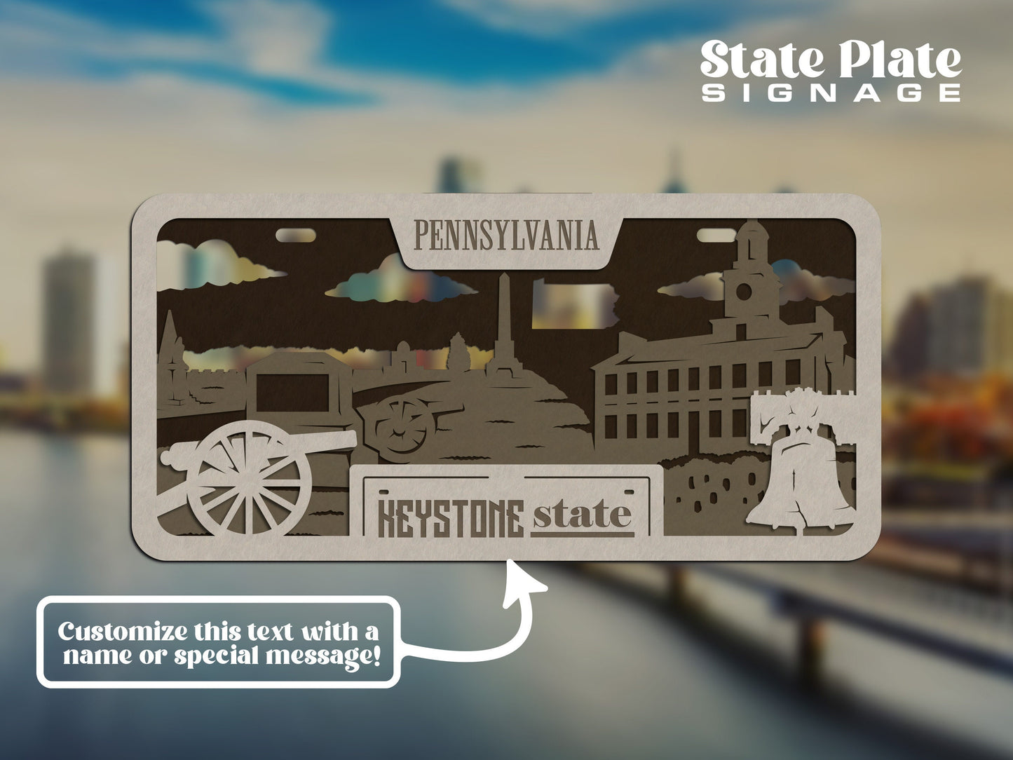 Pennsylvania State Plate Ornament and Signage - SVG File Download - Sized for Glowforge - Laser Ready Digital Files