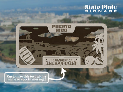Puerto Rico State Plate Ornament and Signage - SVG File Download - Sized for Glowforge - Laser Ready Digital Files