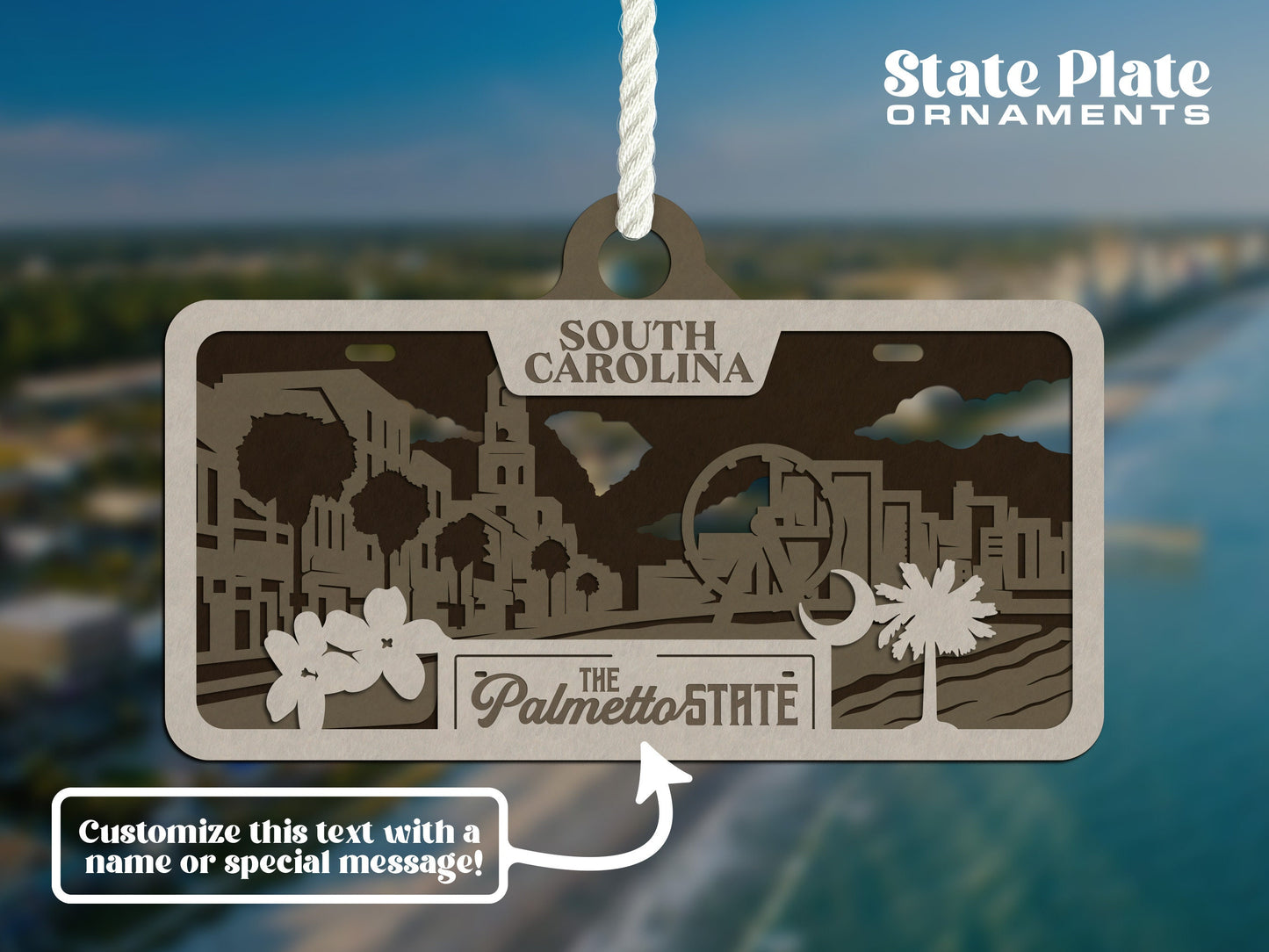 South Carolina State Plate Ornament and Signage - SVG File Download - Sized for Glowforge - Laser Ready Digital Files