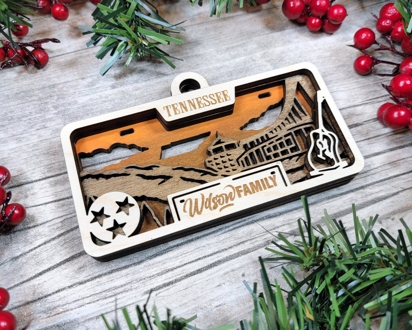 Tennessee State Plate Ornament and Signage - SVG File Download - Sized for Glowforge - Laser Ready Digital Files