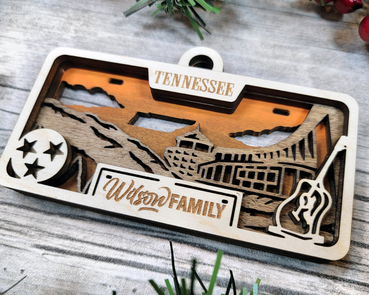 Tennessee State Plate Ornament and Signage - SVG File Download - Sized for Glowforge - Laser Ready Digital Files