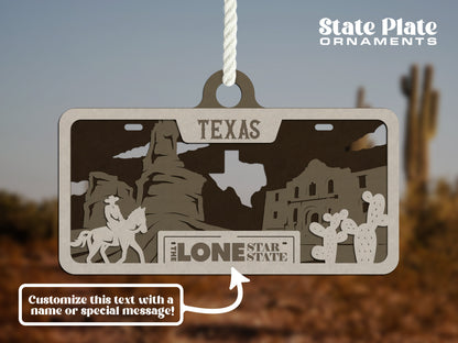 Texas State Plate Ornament and Signage - SVG File Download - Sized for Glowforge - Laser Ready Digital Files