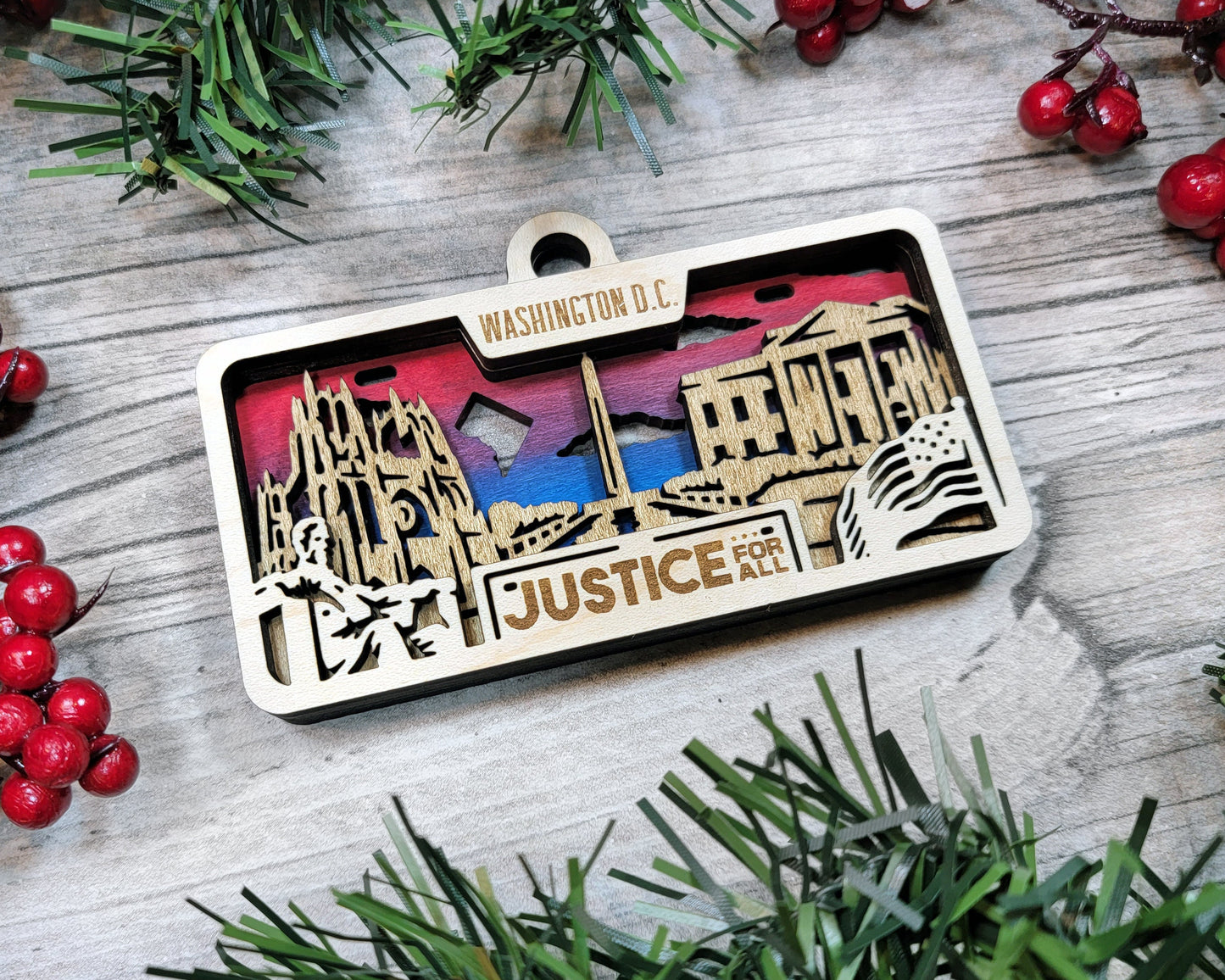 Washington DC State Plate Ornament and Signage - SVG File Download - Sized for Glowforge - Laser Ready Digital Files