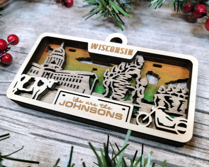 Wisconsin State Plate Ornament and Signage - SVG File Download - Sized for Glowforge - Laser Ready Digital Files