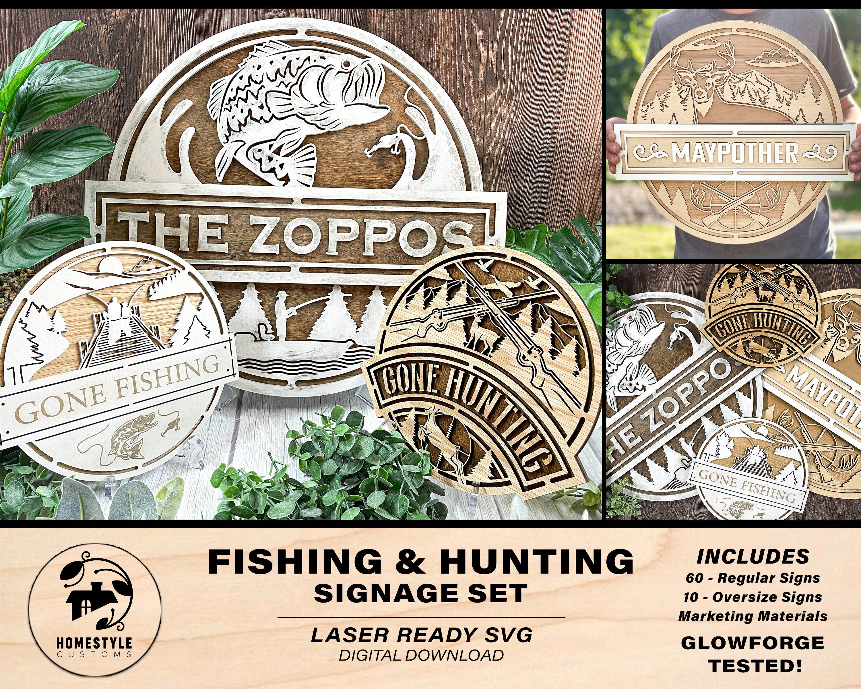 Fish Game Signe Fishing and Hunting Signage - 70 Regular and Oversize options Included ...