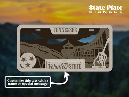 Tennessee State Plate Ornament and Signage - SVG File Download - Sized for Glowforge - Laser Ready Digital Files