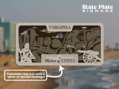 Virginia State Plate Ornament and Signage - SVG File Download - Sized for Glowforge - Laser Ready Digital Files